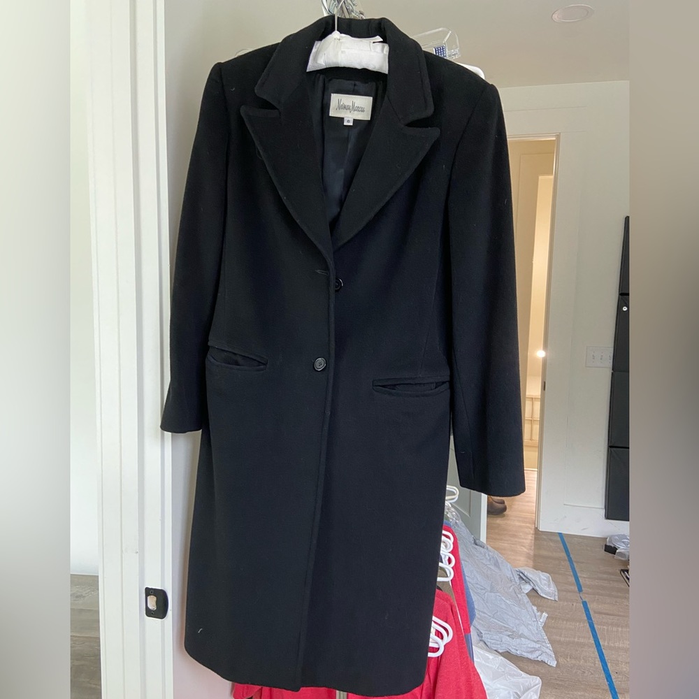 Neiman Marcus Black Wool Pea Coat size 6